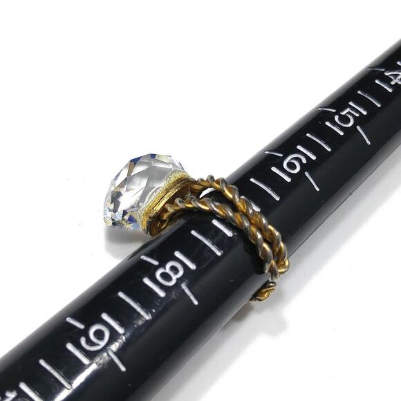 Vintage Clear Prism Ring, Twisted Band, 1960s, 10K Gold Plate, Size 7 Adjustable - Picture 7 of 10